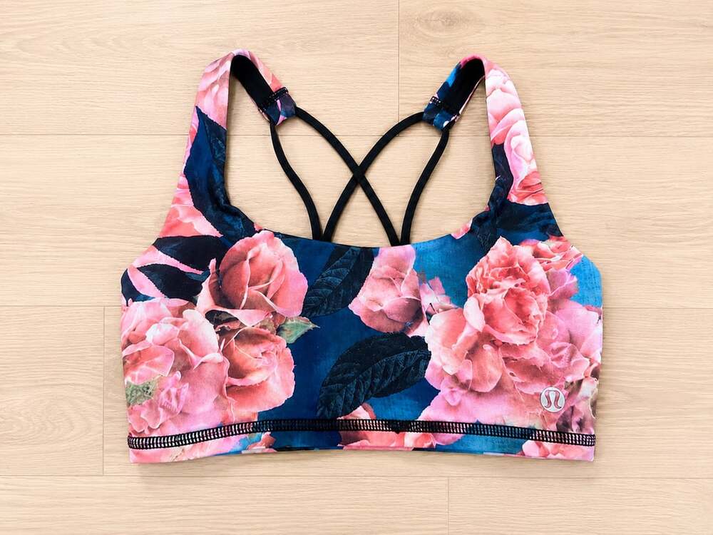 Lululemon Women's Floral Print Criss-Cross Strappy Sports Bra